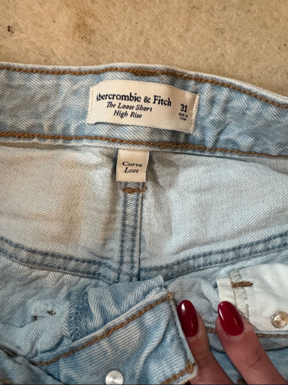 Abercrombie & Fitch Pale Blue Denim High-Waist Shorts - Picture 4 of 5